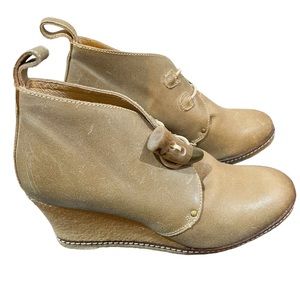 Women's Johnston & Murphy Wedge Ankle Boots Booties Shoes Size 8 Tan Leather